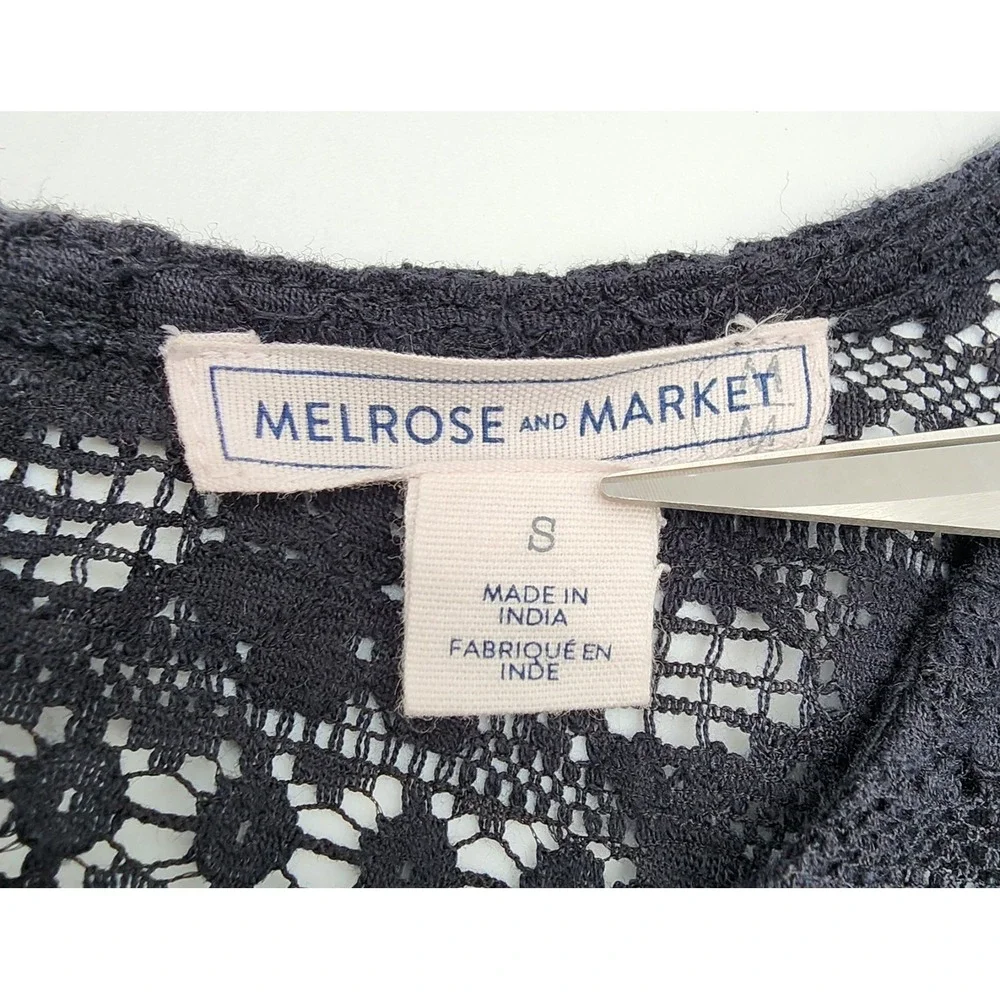 MELROSE‎ AND MARKET NAVY BLUE SWEATER SIZE S WOMENS LACY TOP
